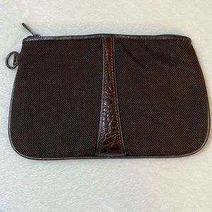 Tumi Small Make Up Bag Pouch Leather Trim Accessory Storage Perfect Condition